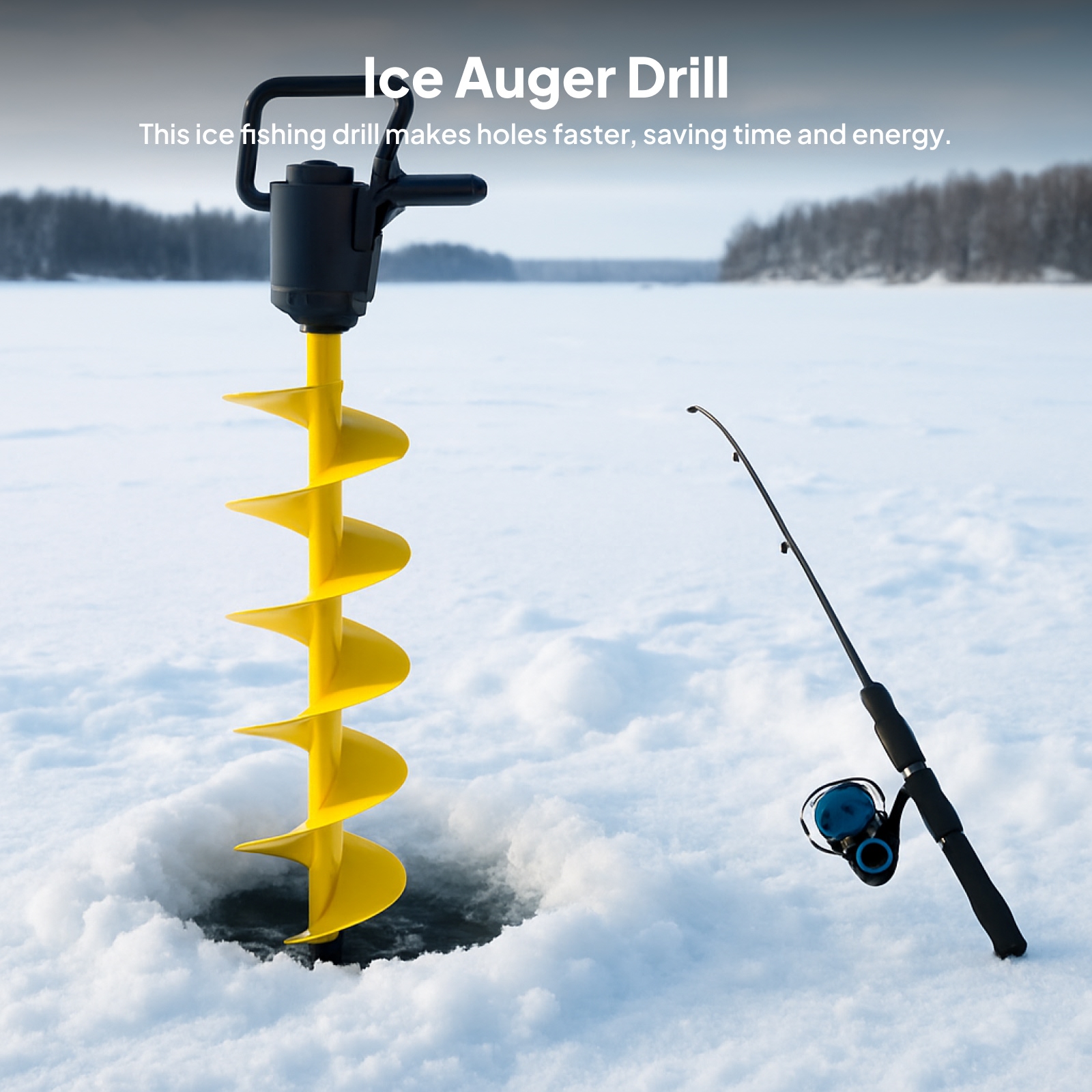 Ice Fishing Tip Up - Ice Drill Auger Portable Aluminum Alloy