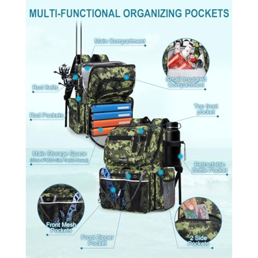 Fishing Backpack with Rod Hold - Fishing Gear recensie en prijs